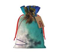 Christmas Gift Bags â€“ Caribbean Islands Festive Gift Bags with Drawstring, for Holiday Presents, Party Favors & Merry Celebrations
