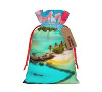 Christmas Gift Bags â€“ Caribbean Scenery Festive Gift Bags with Drawstring, for Holiday Presents, Party Favors & Merry Celebrations