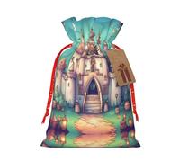 Christmas Gift Bags â€“ Classical castle Festive Gift Bags with Drawstring, for Holiday Presents, Party Favors & Merry Celebrations
