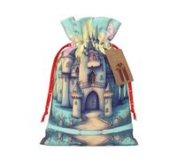Christmas Gift Bags â€“ Fairytale Castle Festive Gift Bags with Drawstring, for Holiday Presents, Party Favors & Merry Celebrations