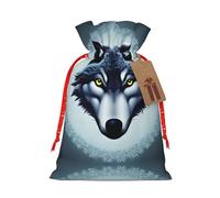 Christmas Gift Bags â€“ Fierce wolf head Festive Gift Bags with Drawstring, for Holiday Presents, Party Favors & Merry Celebrations
