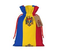 Christmas Gift Bags â€“ Flag of Moldova Festive Gift Bags with Drawstring, for Holiday Presents, Party Favors & Merry Celebrations