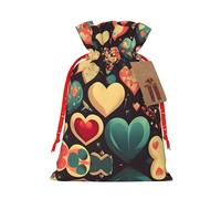 Christmas Gift Bags – Heart Crush Flower Festive Gift Bags with Drawstring, for Holiday Presents, Party Favors & Merry Celebrations