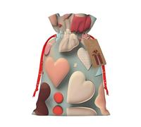 Christmas Gift Bags â€“ Love pattern Festive Gift Bags with Drawstring, for Holiday Presents, Party Favors & Merry Celebrations