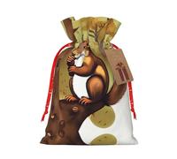 Christmas Gift Bags â€“ Nut-eating squirrel Festive Gift Bags with Drawstring, for Holiday Presents, Party Favors & Merry Celebrations