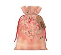 Christmas Gift Bags â€“ Red Heart Flowers Festive Gift Bags with Drawstring, for Holiday Presents, Party Favors & Merry Celebrations