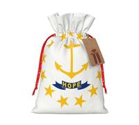 Christmas Gift Bags â€“ Rhode Island State Flag Festive Gift Bags with Drawstring, for Holiday Presents, Party Favors & Merry Celebrations