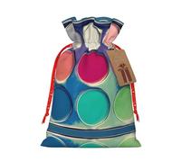 Christmas Gift Bags â€“ Round color palette Festive Gift Bags with Drawstring, for Holiday Presents, Party Favors & Merry Celebrations