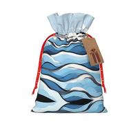 Christmas Gift Bags â€“ Waves lapping at the rocks Festive Gift Bags with Drawstring, for Holiday Presents, Party Favors & Merry Celebrations