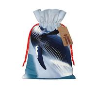 Christmas Gift Bags â€“ Whales at sea Festive Gift Bags with Drawstring, for Holiday Presents, Party Favors & Merry Celebrations