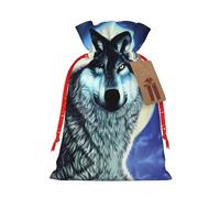 Christmas Gift Bags â€“ wolf under moon Festive Gift Bags with Drawstring, for Holiday Presents, Party Favors & Merry Celebrations