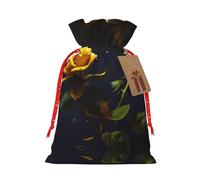 Christmas Gift Bags – Yellow Roses Starry Night Festive Gift Bags with Drawstring, for Holiday Presents, Party Favors & Merry Celebrations