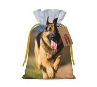 christmas gift bags drawstring german shepherd dog running bags with tags christmas gift bags with christmas yellow ribbon christmas reusable gift bag cloth bags