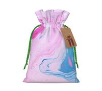 Christmas Gift Bags Drawstring Santa Bag Buffalo Christmas Burlap Bags with Gift Tags Goody Present Pouch Colorful Marble Pastel Blue Purple Wrapping Sacks for Xmas Presents Party Favor Wrap Sack