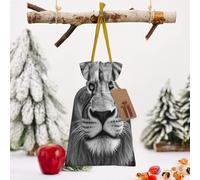 Christmas Gift Bags with Drawstrings Christmas Burlap Party Favor Supplies | African lion black and white Gift Bag Christmas Wrapping Bags with Tags Christmas Drawstring Bag for Party Supplies S