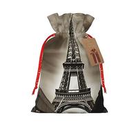 Christmas Gift Bags with Drawstrings Reusable Gift Wrapping Bags Drawstring Gift Bags for Xmas Candy Bags Paris Eiffel Tower Christmas Bags for Gifts Goody Gift Bags for Party Decorations Holiday
