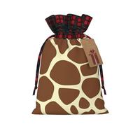 Christmas Gift Bags With Drawstrings Wild Animal Giraffe Pattern Printed Xmas Gift Bags Reusable Christmas Theme Storage Bags For Party Favors Present Wrapping
