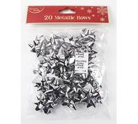 Christmas Gift Bows 20 Pack Mini Silver Foil Shiny Present Wrapping+Free Dots