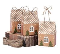 Christmas Gift Box 50Pcs Cute Cartoon House Shape Kraft Paper Candy Bag Decorative Packaging Boxes for Party Wedding Candies School Office Accessory