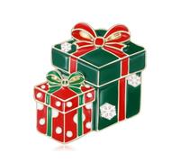 Christmas Gift Box Brooch Pins Enamel Stacked Gift Boxes Lapel Pin Xmas Holiday Bow Snowflake Brooch Festive Winter Decorative Jewelry for Women