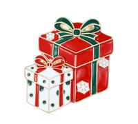 Christmas Gift Box Brooch Pins Enamel Stacked Gift Boxes Lapel Pin Xmas Holiday Bow Snowflake Brooch Festive Winter Decorative Jewelry for Women