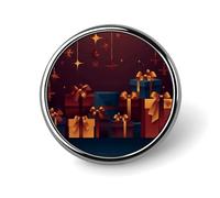Christmas Gift Box Round Badge Pin Funny 1 Inch Button Brooch Lapel Pins Fashion Hat Shirt Pin Tie Tack Pinback Buttons Badge Party Supplies Decor Badges For Clothing Coat Hat Dress For Men Women