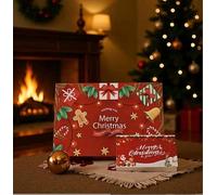 Christmas Gift Boxes with Pattern, Red Xmas Hamper Box with Lids | 11.5 × 8.3 × 4.1in, large Paper Gift Box for Wrapping Gifts, Reusable Gift Box, Include Shredded Paper Fill, Card Ribbon