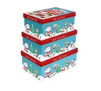 Christmas Gift Boxes x3 Lift off Lids Small Medium Large - Santa's Bus