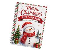 Christmas Gift Card Book, Spiral-Bound Holder Booklet, 7-Page Keepsake | Spiral-bound Christmas Gift Card Book Made From Paper For Home, School, Office, Dorms, Parties And Festive Gatherings