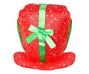 Christmas Gift Hat - Red and Green Gift Box Fancy Dress Accessory - Fun Christmas Party Costume Hat for Adults and Kids - Holiday Festive Wear