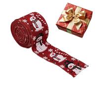 Christmas Gift Ribbon - Snowman Print on Fabric 5 Metres | For Decorating Trees, Packages, Wreaths And Balloons | Holiday Atmosphere For Home, Birthdays And Celebrations
