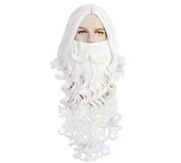 Christmas Gift Santa Claus Wig and Beard Synthetic Hair Short Cosplay Wigs for Men Women White Hairpiece Accessories Hat