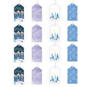 Christmas Gift Tags with Ribbon Ties Pack 16 - Recyclable and Plastic Free (Midnight Forest)