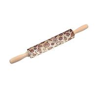 Christmas Gift Wood Laser Embossed Rolling Pin Xmas Snowman Non-Stick Engraved Rolling Pin Embossing Baking Cookies Dough Roller Cookie Stick Fondant Textured Printed Bakeware Tools No Paint No Wax