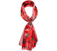 Christmas GiftBox Print Satin Scarf & Scarf holder, 25 - Red