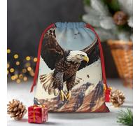 Christmas Gifts Bag With Drawstring An Eagle Flies Over Gift Bags Reusable Holiday Gifts Bag Line Xmas Gifts Box Christmas Treat Bag For Wrapping Party Favor Supply