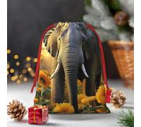 Christmas Gifts Bag With Drawstring Elephant With Sunflower Gift Bags Reusable Holiday Gifts Bag Line Xmas Gifts Box Christmas Treat Bag For Wrapping Party Favor Supply