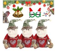 Christmas Gifts Bags Zipper Design, 3D Doll Decoration Gift Bag, Reusable Cute 3D Santa Snowman Elk Doll Bag, Christmass Candy Apple Bags, for Holiday Party Decorations (A2pcs)