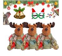 Christmas Gifts Bags Zipper Design, 3D Doll Decoration Gift Bag, Reusable Cute 3D Santa Snowman Elk Doll Bag, Christmass Candy Apple Bags, for Holiday Party Decorations (C2pcs)