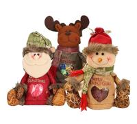Christmas Gifts Bags Zipper Design, Fabric Christmas Candy Gift Bags, Cute 3D Reusable Elk Bag, Snowman Holi Santa Doll Xmas