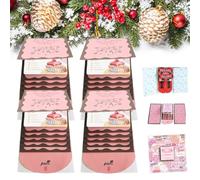 Christmas Gifts Card Booklet - Wow Handmade Merry Xmas Card Booklet Holder, Pull-Out DIY Waterfall Gift Books with 4 Slots, Holiday Surprise Storage Case for Family Friend Colleague