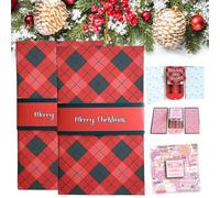 Christmas Gifts Card Booklet - Wow Handmade Merry Xmas Card Booklet Holder, Pull-Out DIY Waterfall Gift Books with 4 Slots, Holiday Surprise Storage Case for Family Friend Colleague