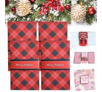 Christmas Gifts Card Booklet - Wow Handmade Merry Xmas Card Booklet Holder, Pull-Out DIY Waterfall Gift Books with 4 Slots, Holiday Surprise Storage Case for Family Friend Colleague