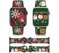 Christmas Gifts Compatible with Christmas Apple Watch Band for Women 42mm(Series 10) 41mm 40mm 38mm, Adjustable Soft Silicone Santa Claus Snowflake Band for iWatch Bands Series 10/9/8/7/6/5/4/3/2/1/SE