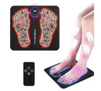 Christmas Gifts EMS Foot Massager with 8 Intelligent Massage Modes & 19 Intensity - Helps Relieve Muscle Pain & Promote Circulation,Includes 4 Gel Pads for Legs, Back & Shoulders, Remote Control