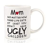 Christmas Gifts for Mum Grandma, 330ml Funny Mum Mug Gifts Coffee Mug from Daughter Son Presents for Mummy Birthday Christmas Anniversary - at Least You Don't Have Ugly Children