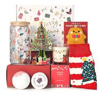 Christmas Gifts for Women 2025, Unique Christmas Gift Basket for Coworker Teacher Employee Sister Best Friend Mom Wife, Xmas Holiday Gifts for Women Secret Santa Gift Box Set with Holiday Glass Cup