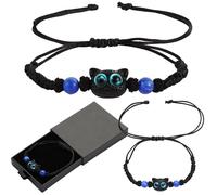 Christmas Gifts for Women Black Cat Bracelet Cat Lover Gift Cat Mom Good Luck Bracelets For Women, M, Stone, no gemstone