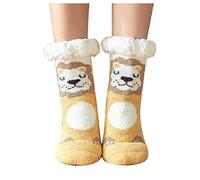Christmas Gifts For Women Funny Xmas Fuzzy Warm Cartoon Bed Socks Ladies Soft Cozy Winter Slipper Chic Chirstmas Stocking For Xmas Fillers Gifts (Yellow, One Size)