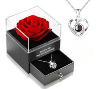 Christmas Gifts for Women Mum,925 Silver Necklace with Red Rose Artificial Flower,Secret Santa Gifts for Women Her,Stocking Fillers for Her Girlfriend on Christmas Birthday Anniversary Valentines